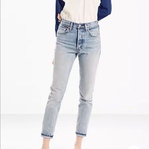 Levi’s 501 skinny distressed selvedge jeans